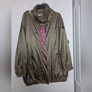 Alpha tauri Jacket Green Pink Logo Windbreaker Light Weight Packable Sz L